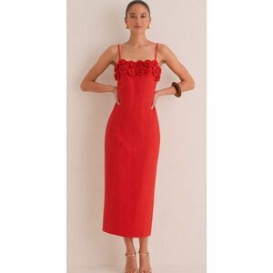 NWT Antonio Melani dottie linen dress in papaya , Sz 6, $230